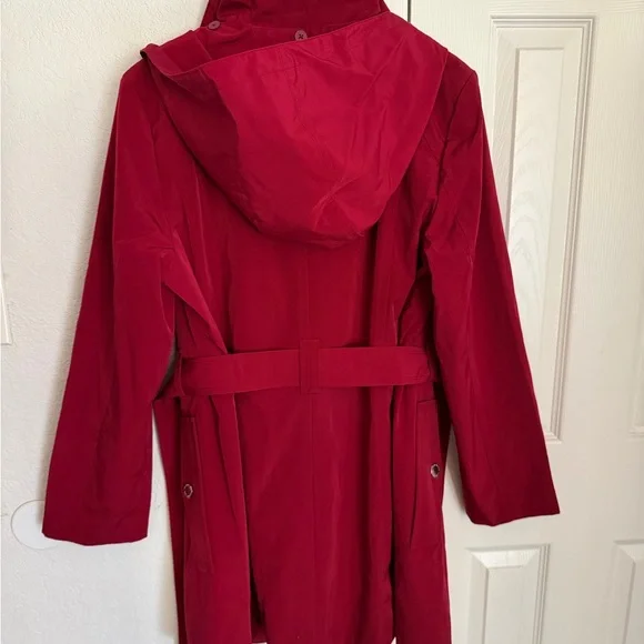 London Fog Women's Vibrant Red Trench Coat - Picture 3 of 5